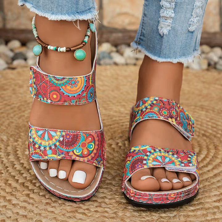 Dhifef - Sandales D'été À Talons Épais Et Imprimés