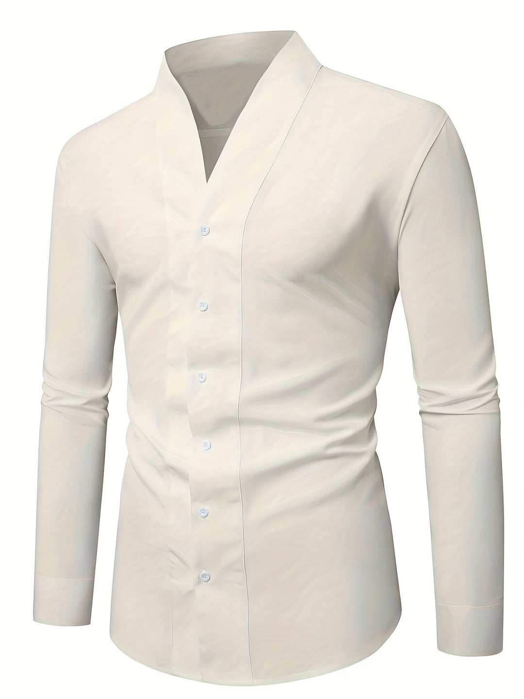 Almasbek - Chemise À Col en V Et Manches Longues Coupe Ajustée