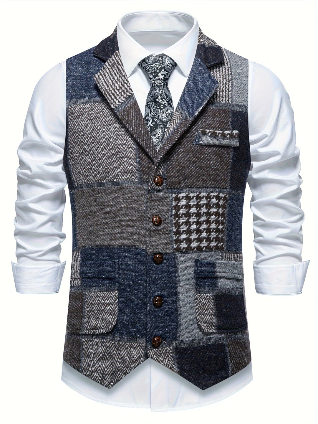 Mladen - Gilet De Costume Vintage À Revers Avec Poche