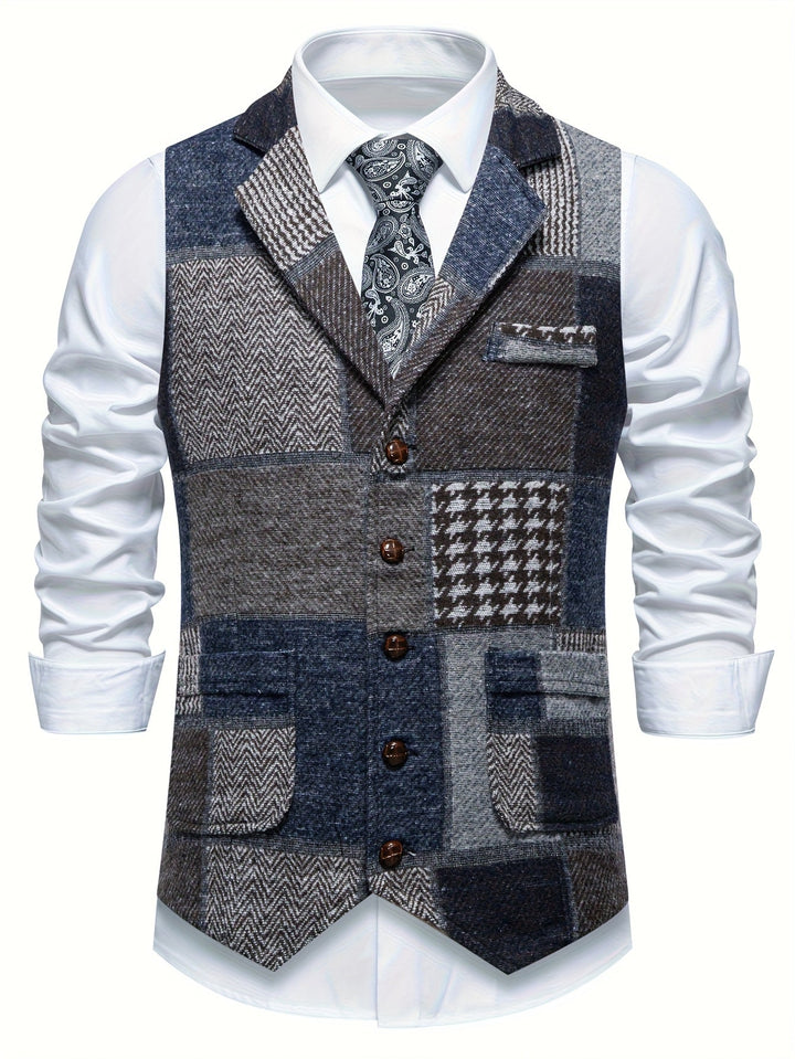 Mladen - Gilet De Costume Vintage À Revers Avec Poche