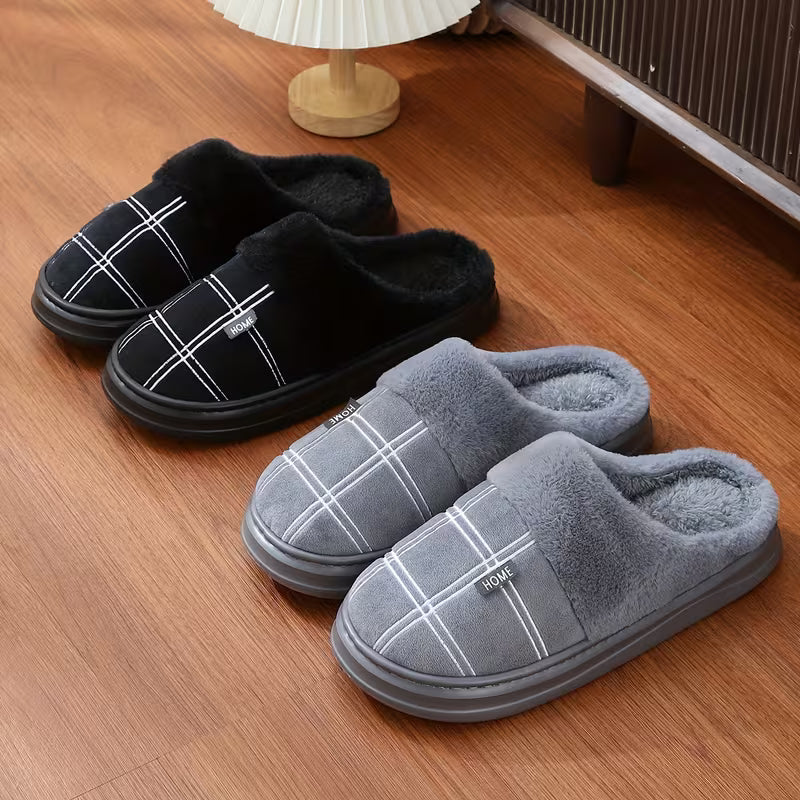 Bugra - Pantoufles en Peluche À Motif À Carreaux