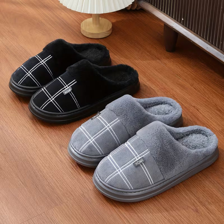 Bugra - Pantoufles en Peluche À Motif À Carreaux