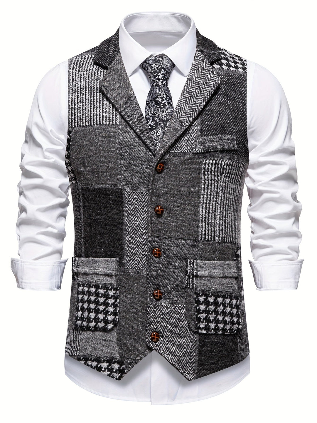 Mladen - Gilet De Costume Vintage À Revers Avec Poche