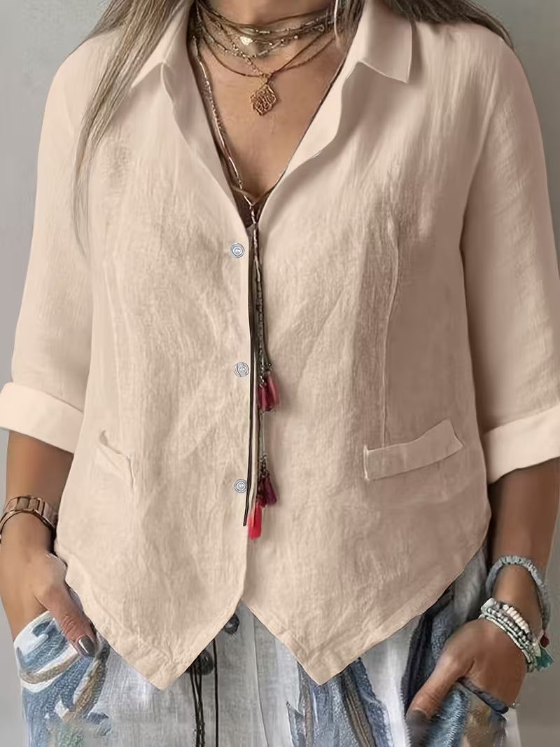 Solmira - Chemise À Col Ouvert, Manches Courtes Et Boutons
