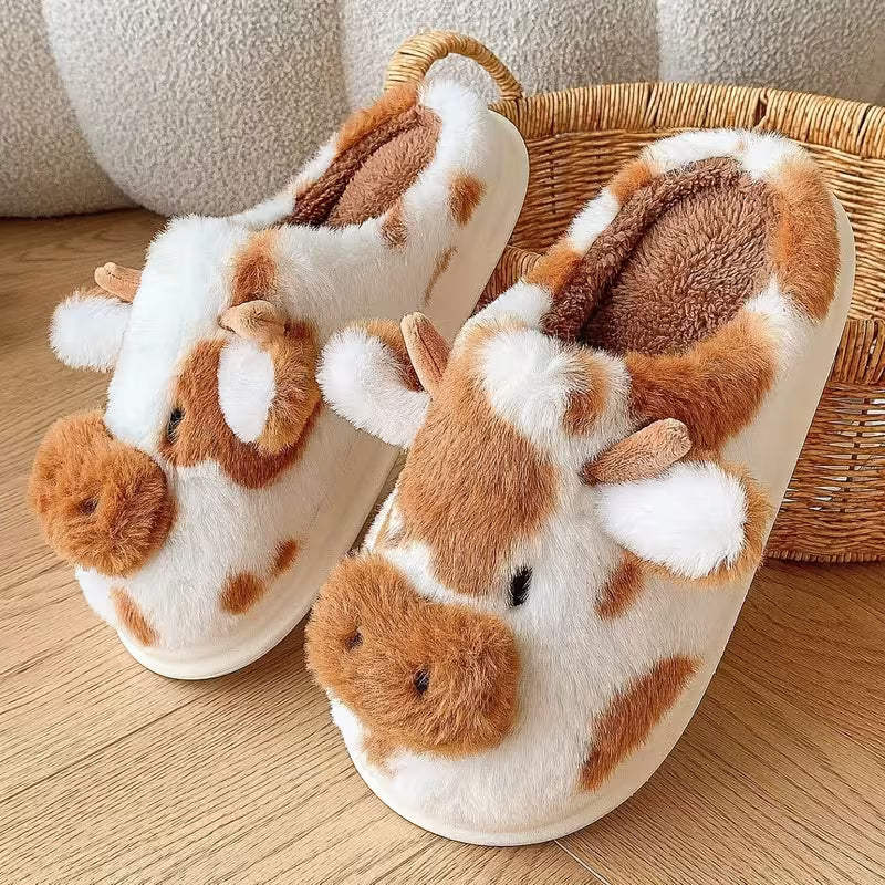 Faliza - Chaussons D'intérieur en Peluche À Motif « Vache Tachetée »