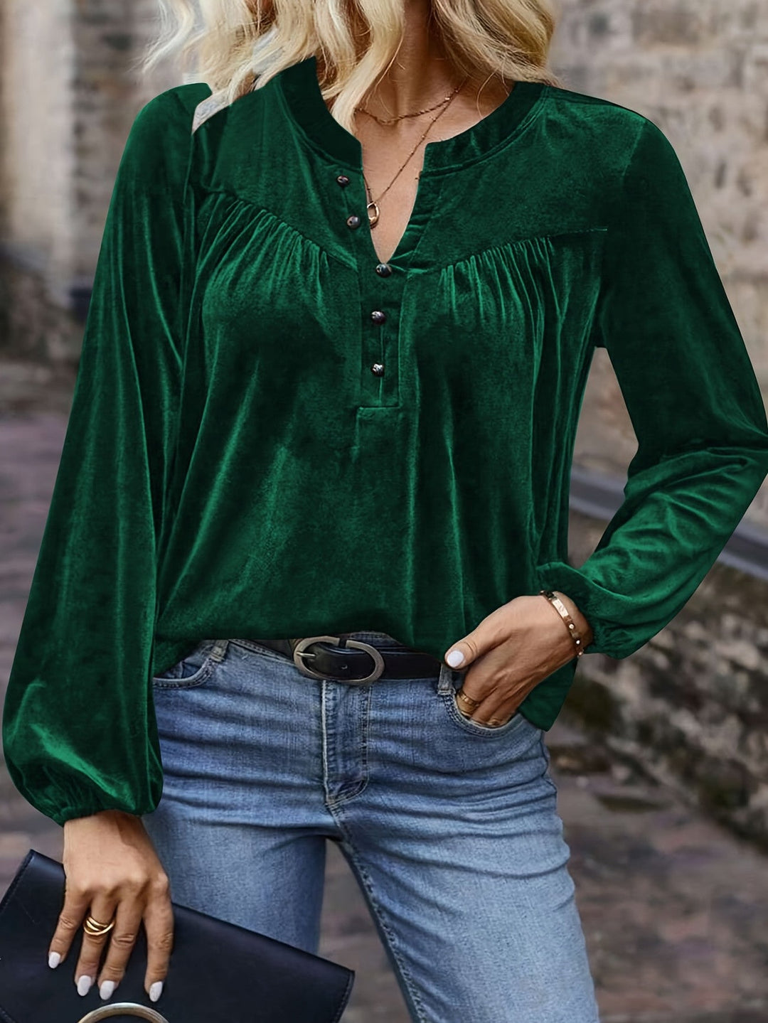Ramina - Chemise À Manches Longues Lanterne élégante