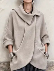 Lenneke - Veste Oversize à Col Asymétrique et Poches Asymétriques