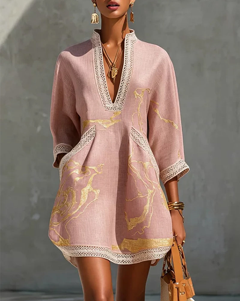 Soeun - Robe À Col Montant et Manches Semi-ajourées