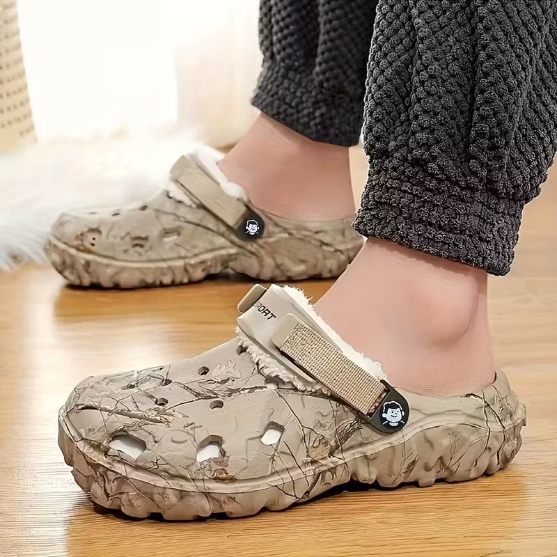 Sjoukje - Sabots Camouflage Doublés de Polaire Avec Lanières Réglables