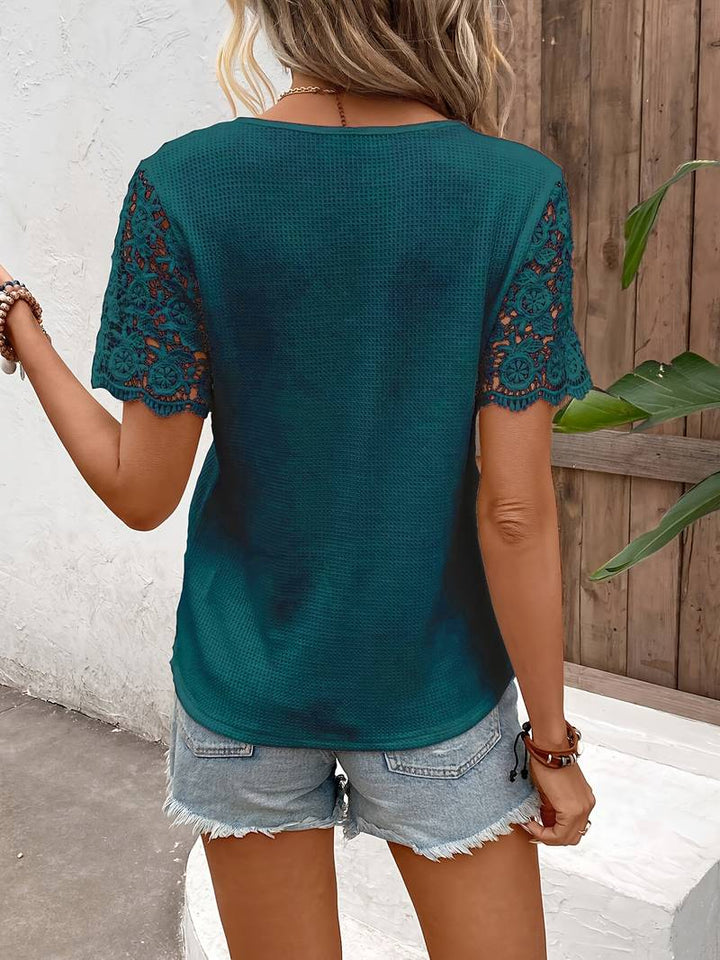 Nisa - T-shirt Élégant À Manches Courtes en Dentelle