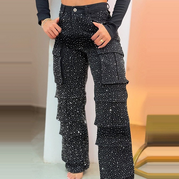 Leseli - Pantalon Cargo Élégant À La Finition Chatoyante