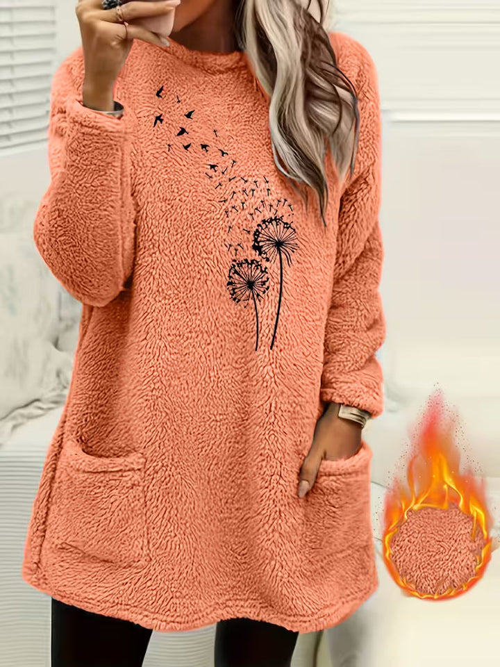 Zibija - Sweat-Shirt en Polaire Avec Imprimé Pissenlit