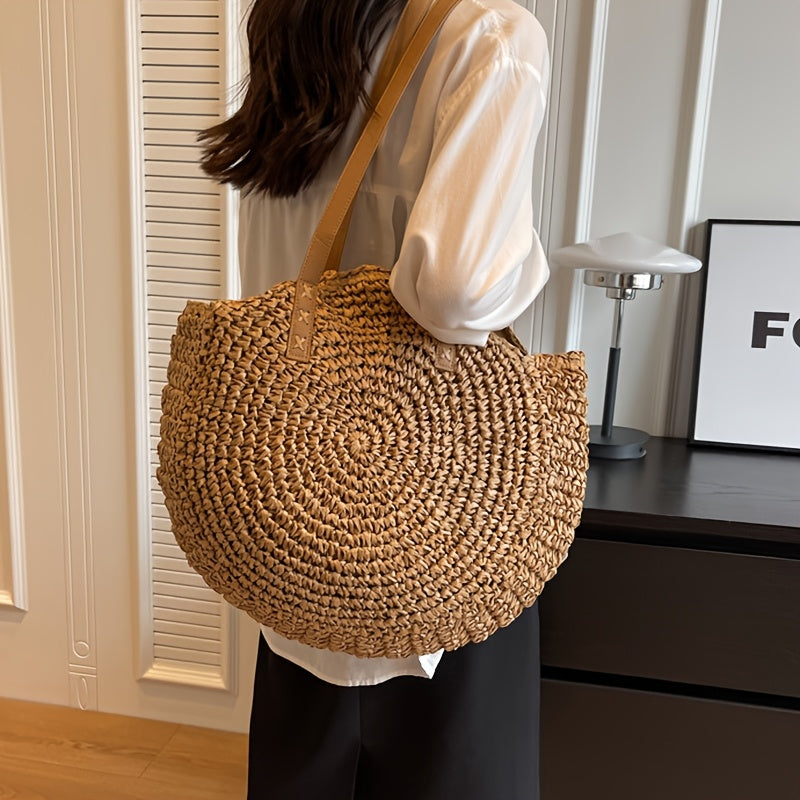 Cléa - Sac Cabas Rond en Paille Tressée
