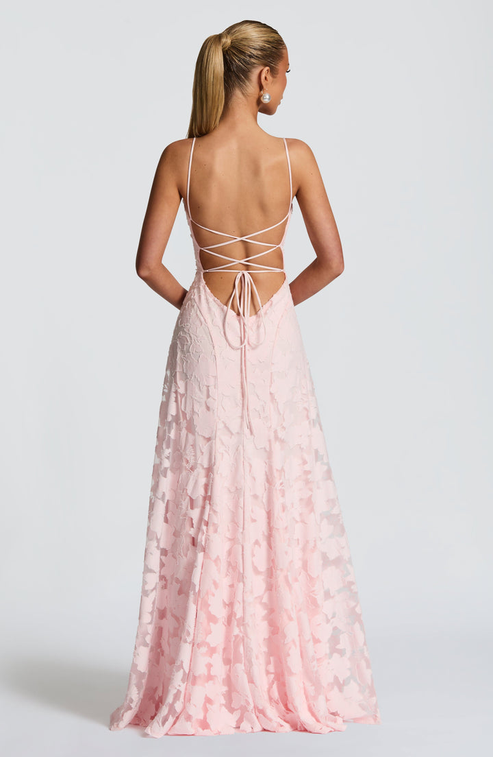 Alona - Robe Longue en Dentelle Florale À Bretelles Fines