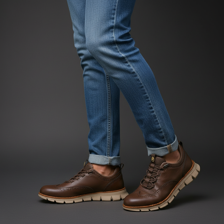 Heijnen - Baskets Brogues à Bout Golf en Cuir