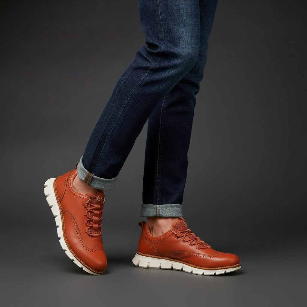 Heijnen - Baskets Brogues à Bout Golf en Cuir