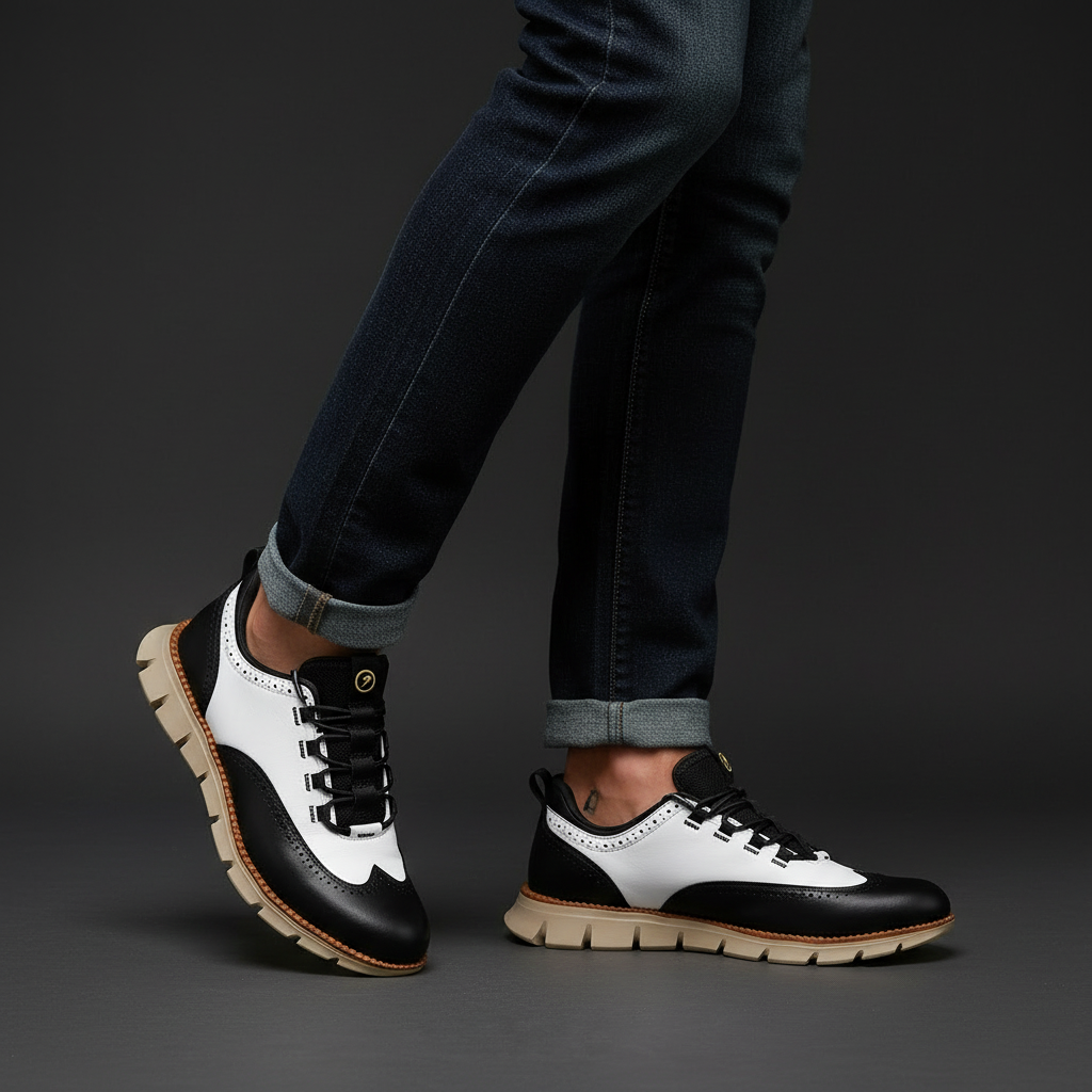Heijnen - Baskets Brogues à Bout Golf en Cuir