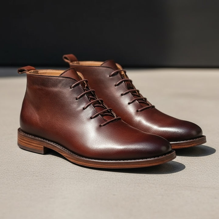 Milovans - Bottines en Cuir À Lacets À Bout Rond