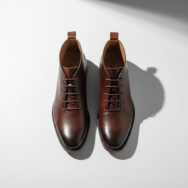 Milovans - Bottines en Cuir À Lacets À Bout Rond