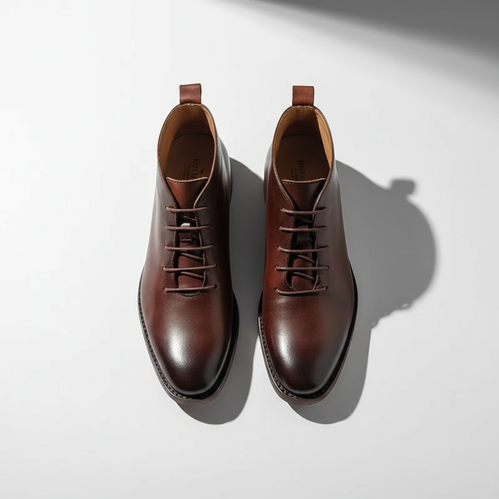 Milovans - Bottines en Cuir À Lacets À Bout Rond