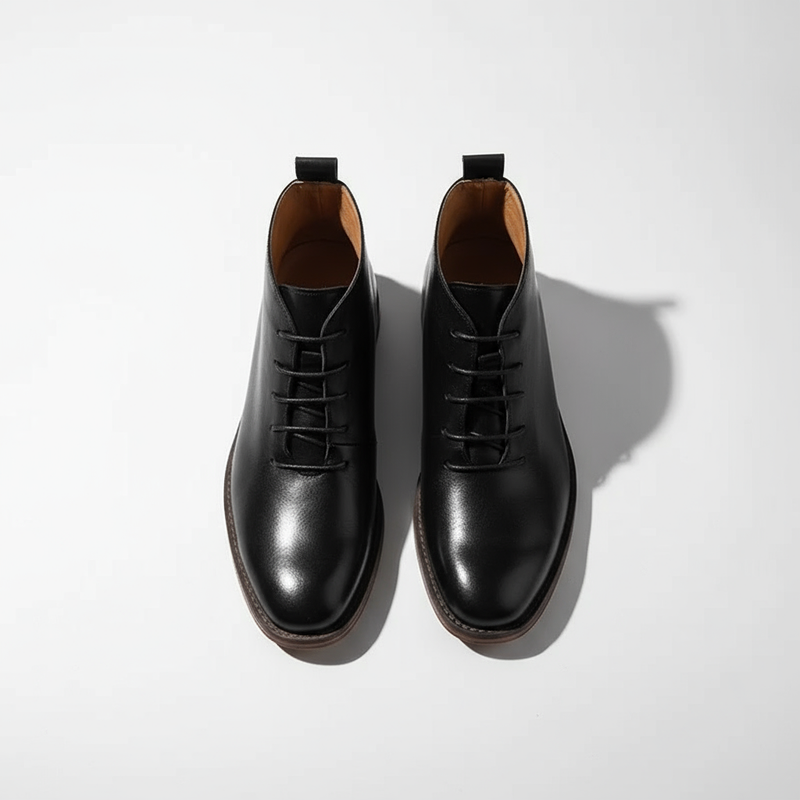Milovans - Bottines en Cuir À Lacets À Bout Rond