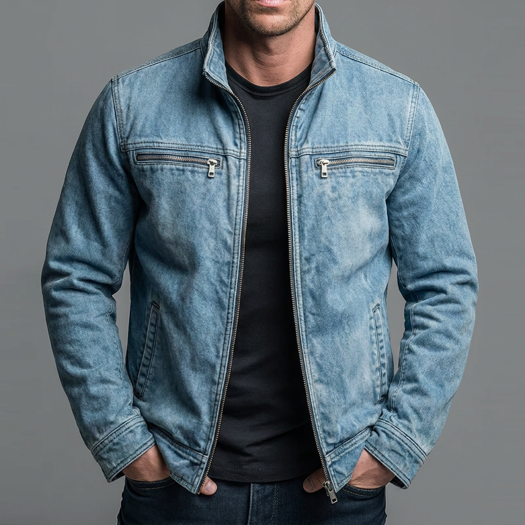 Narick - Veste en Jean Ample À Fermeture Éclair