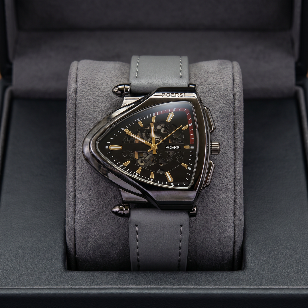 Narciso - Montre Triangulaire En Cuir à Structure Squelette