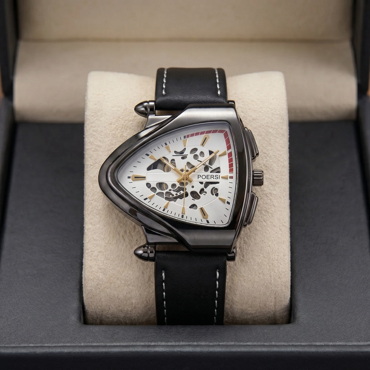 Narciso - Montre Triangulaire En Cuir à Structure Squelette