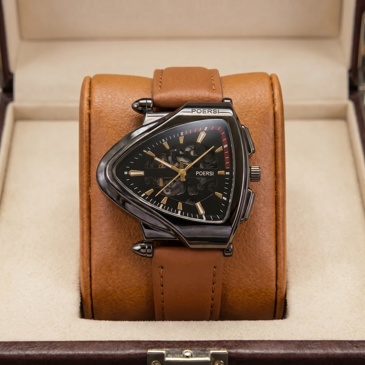 Narciso - Montre Triangulaire En Cuir à Structure Squelette