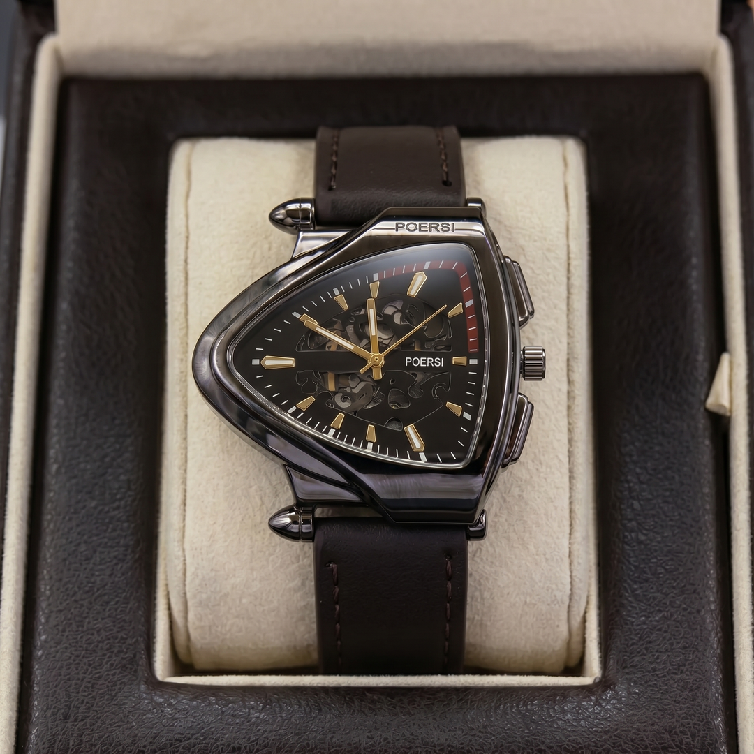 Narciso - Montre Triangulaire En Cuir à Structure Squelette