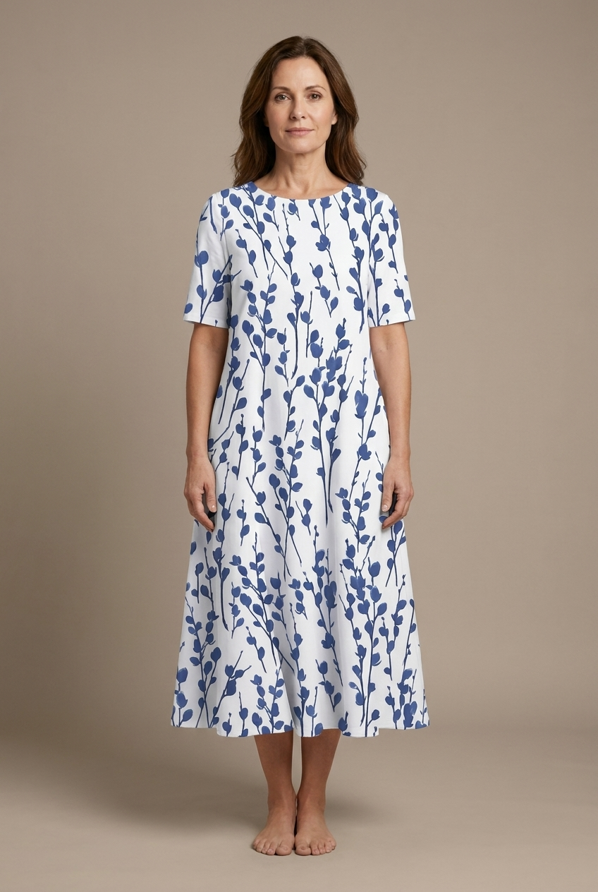 Kwanza - Robe mi-Longue Fluide à Imprimé Floral