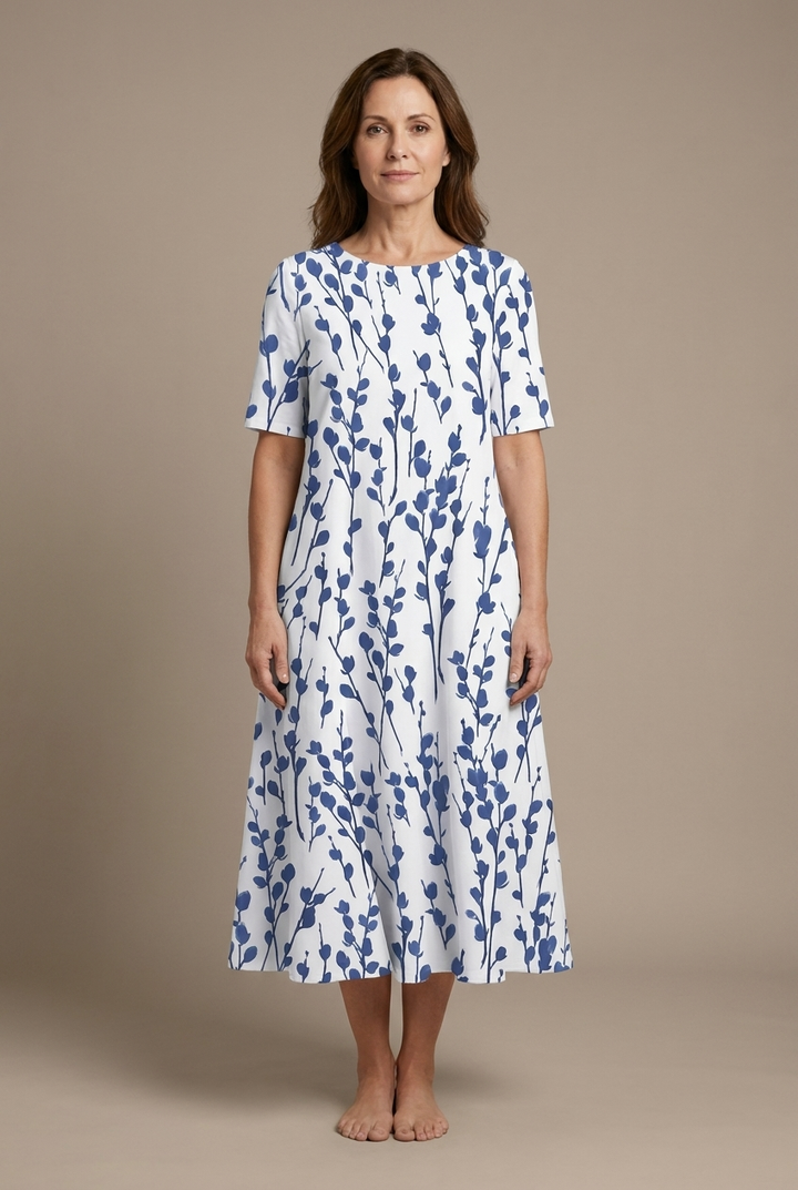 Kwanza - Robe mi-Longue Fluide à Imprimé Floral