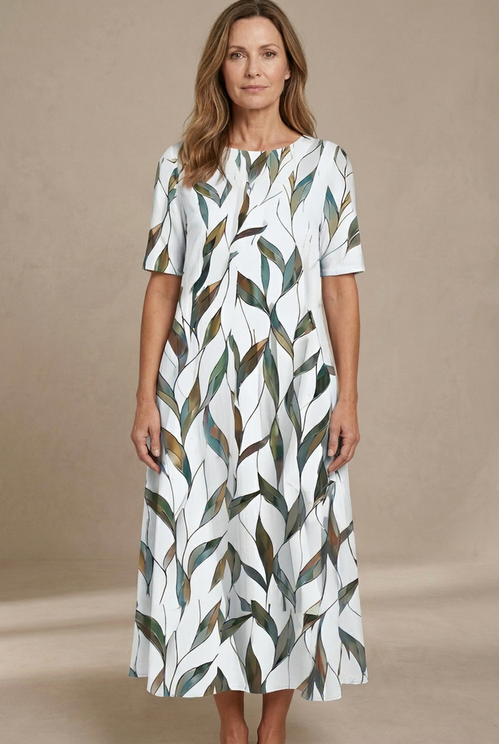 Kwanza - Robe mi-Longue Fluide à Imprimé Floral