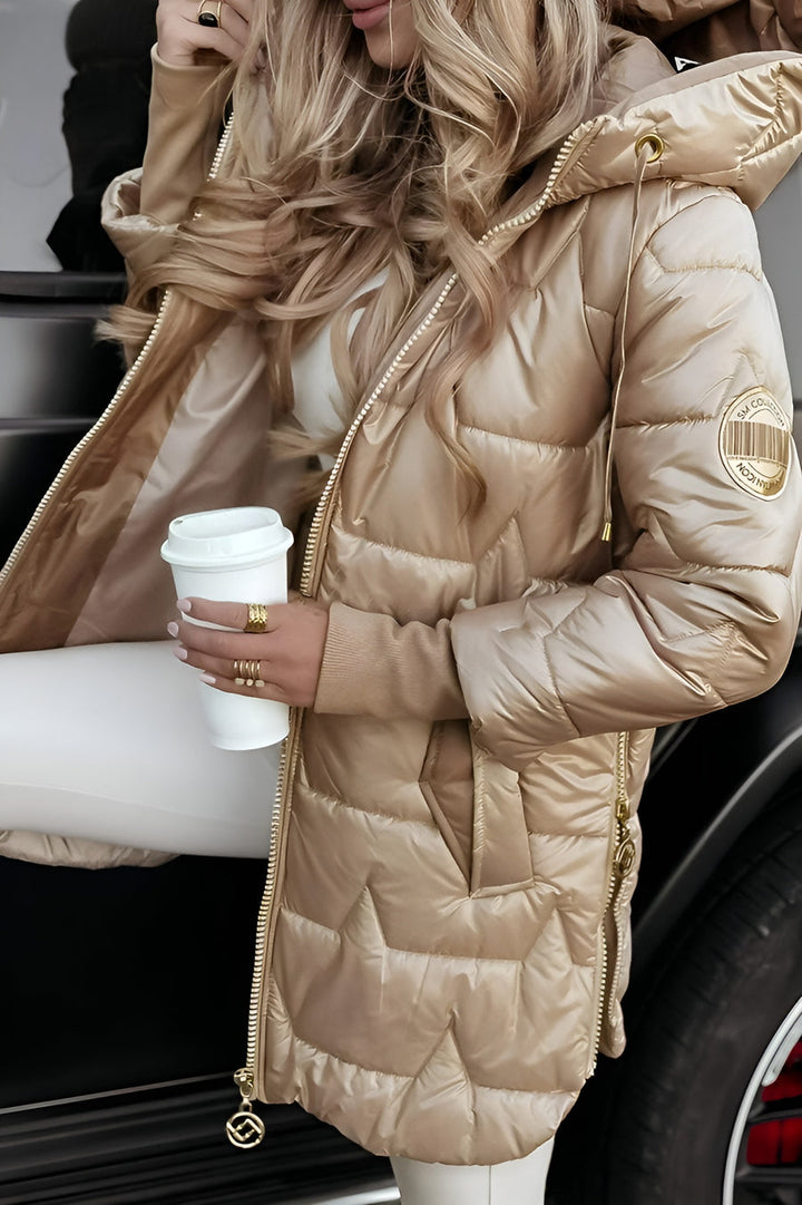 Mageina - Manteau D'hiver Élégant Avec Capuche Et Rembourrage