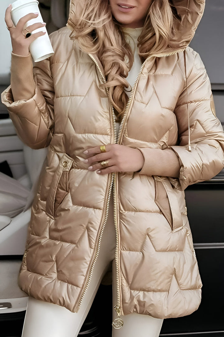 Mageina - Manteau D'hiver Élégant Avec Capuche Et Rembourrage