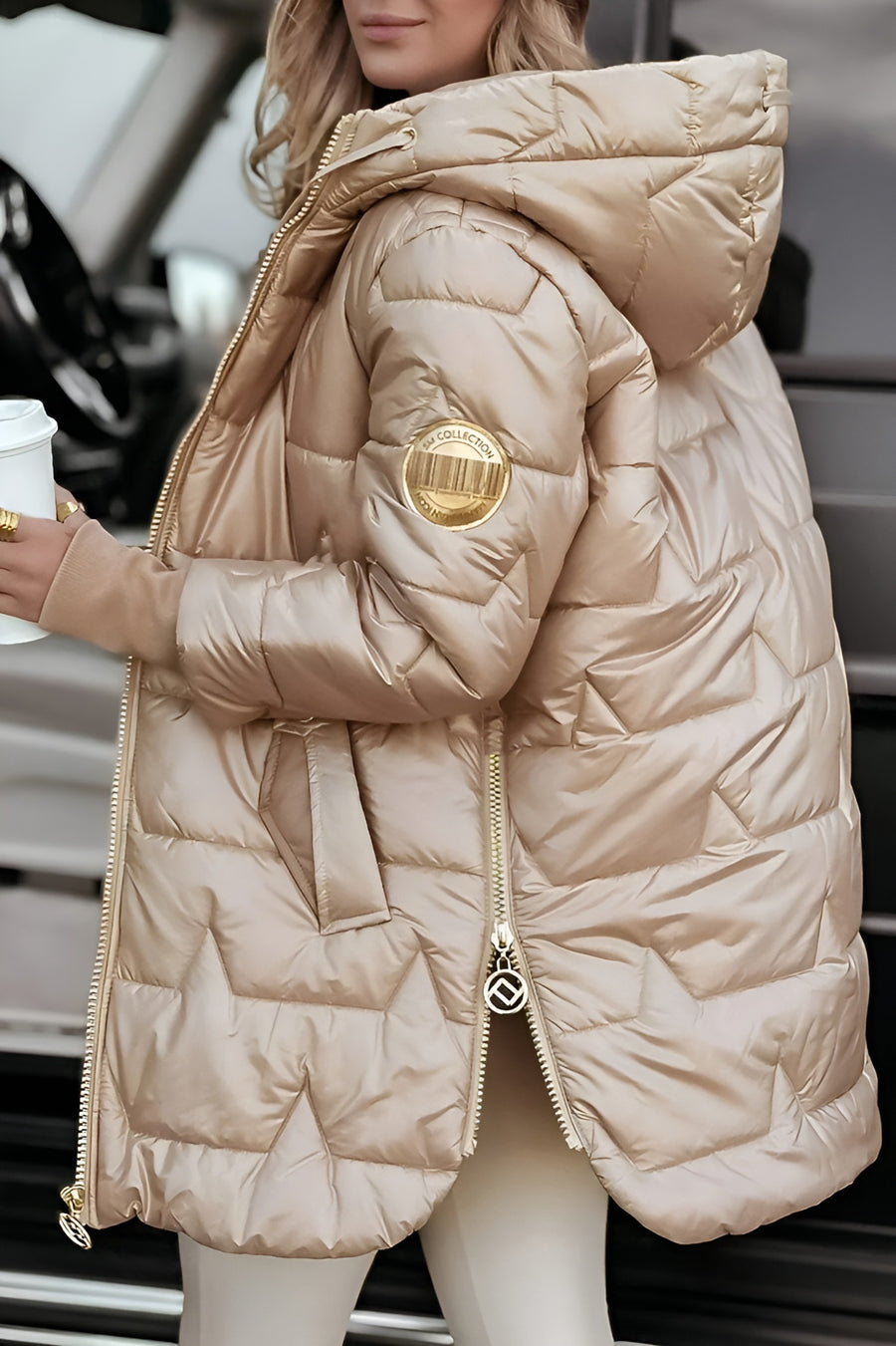 Mageina - Manteau D'hiver Élégant Avec Capuche Et Rembourrage