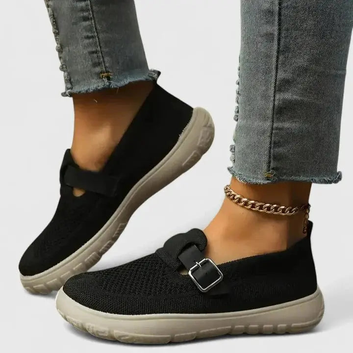Clemencia - Mocassins à Tige en Tricot et Sangles à Boucle