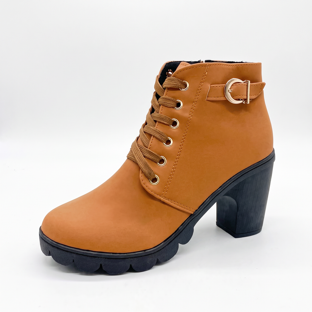 Rijona - Bottines À Talon Épais, À Lacets Et Boucles