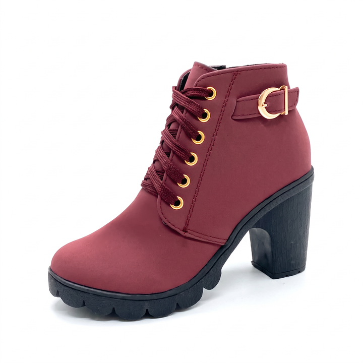 Rijona - Bottines À Talon Épais, À Lacets Et Boucles