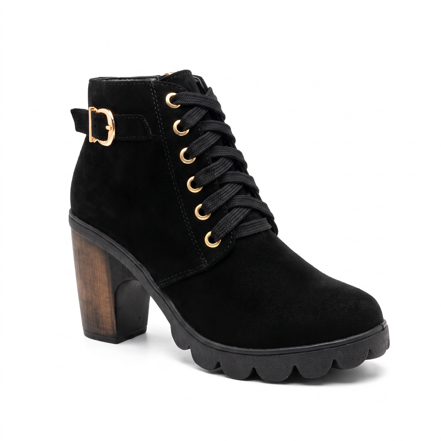 Rijona - Bottines À Talon Épais, À Lacets Et Boucles