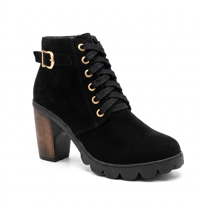 Rijona - Bottines À Talon Épais, À Lacets Et Boucles