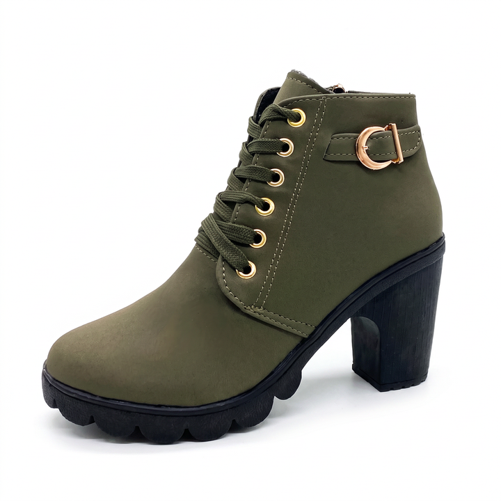 Rijona - Bottines À Talon Épais, À Lacets Et Boucles