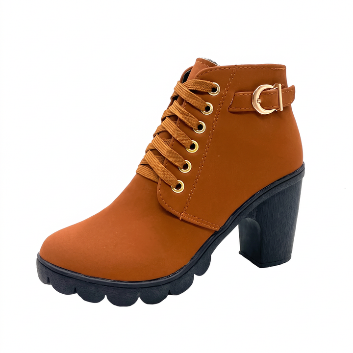 Rijona - Bottines À Talon Épais, À Lacets Et Boucles
