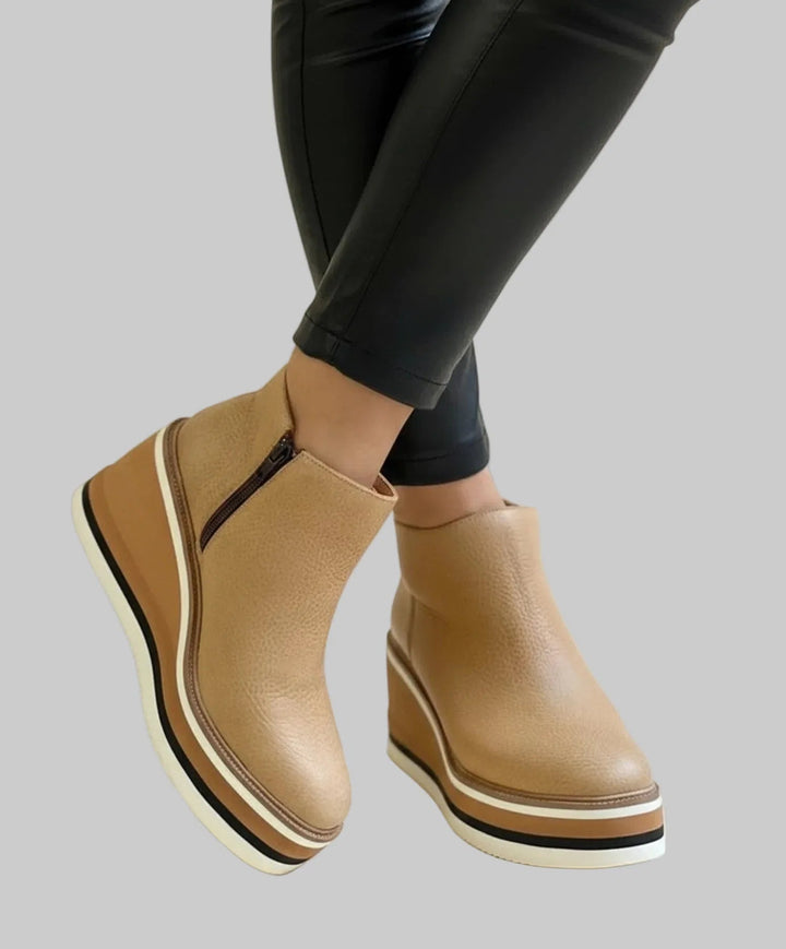 Sevilay - Bottines à Talon Compensé et Fermeture éclair