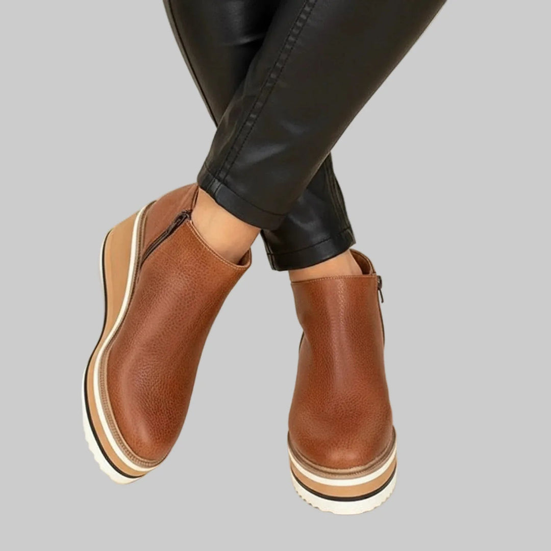 Sevilay - Bottines à Talon Compensé et Fermeture éclair