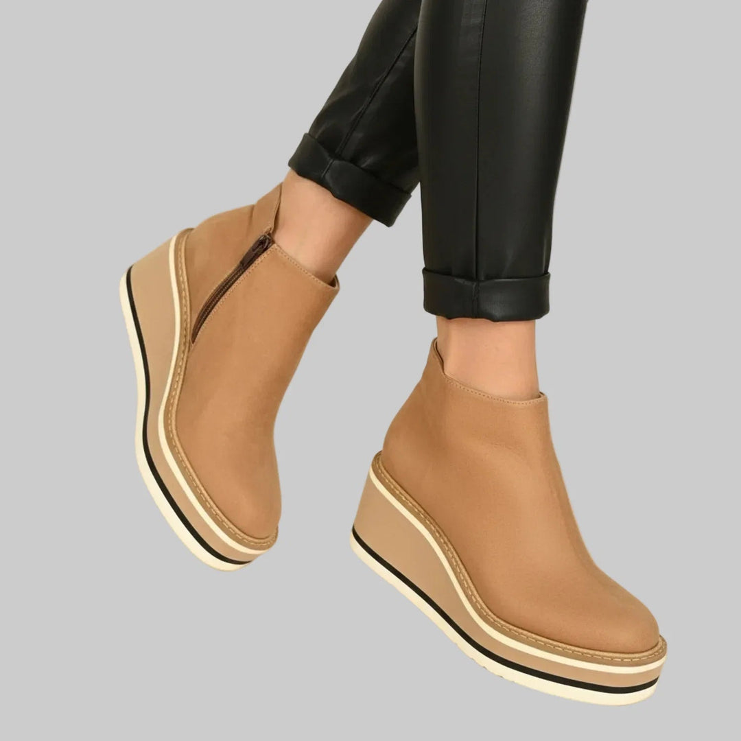 Sevilay - Bottines à Talon Compensé et Fermeture éclair
