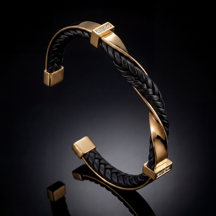 Kayel - Bracelet à Manchettes En Cuir Tressé