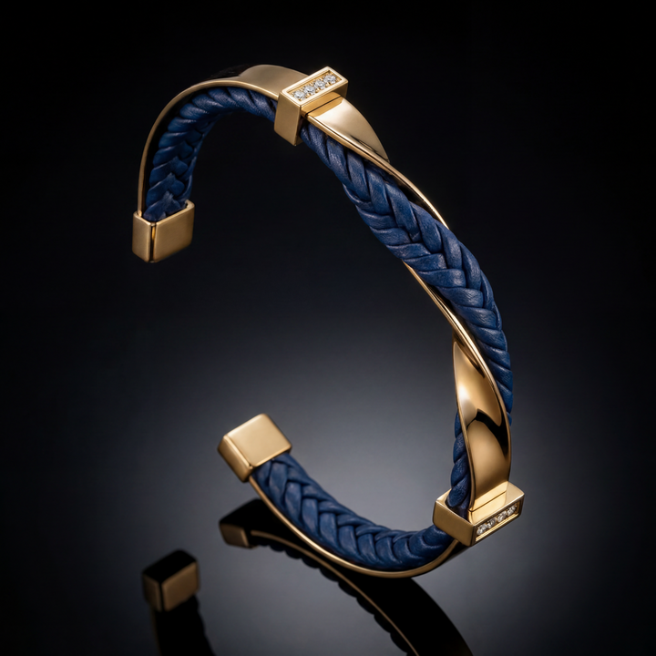 Kayel - Bracelet à Manchettes En Cuir Tressé