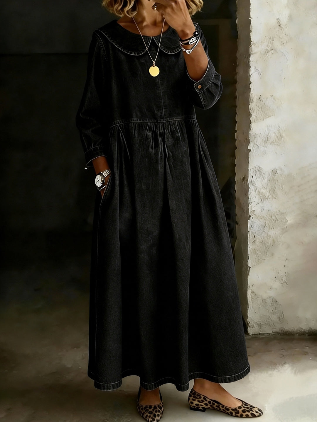 Dasol - Robe en Jean À Manches Longues