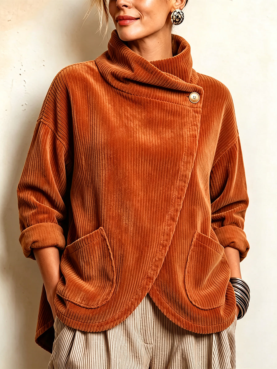 Sisuda  - Veste Asymétrique en Velours Côtelé À Boutons